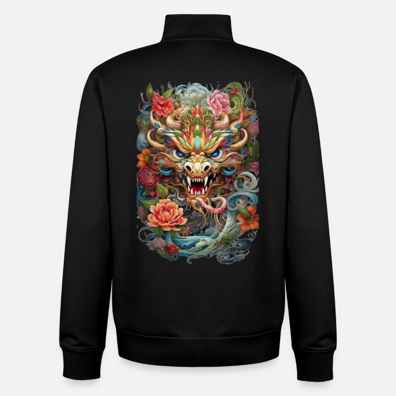 Dragon - Sweat zippé unisexe en coton bio Stanley/Stella - noir