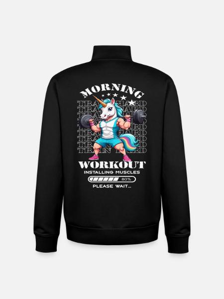 Enhjørning morgen træning - Stanley/Stella unisex sweatshirt med lynlås i økologisk - sort