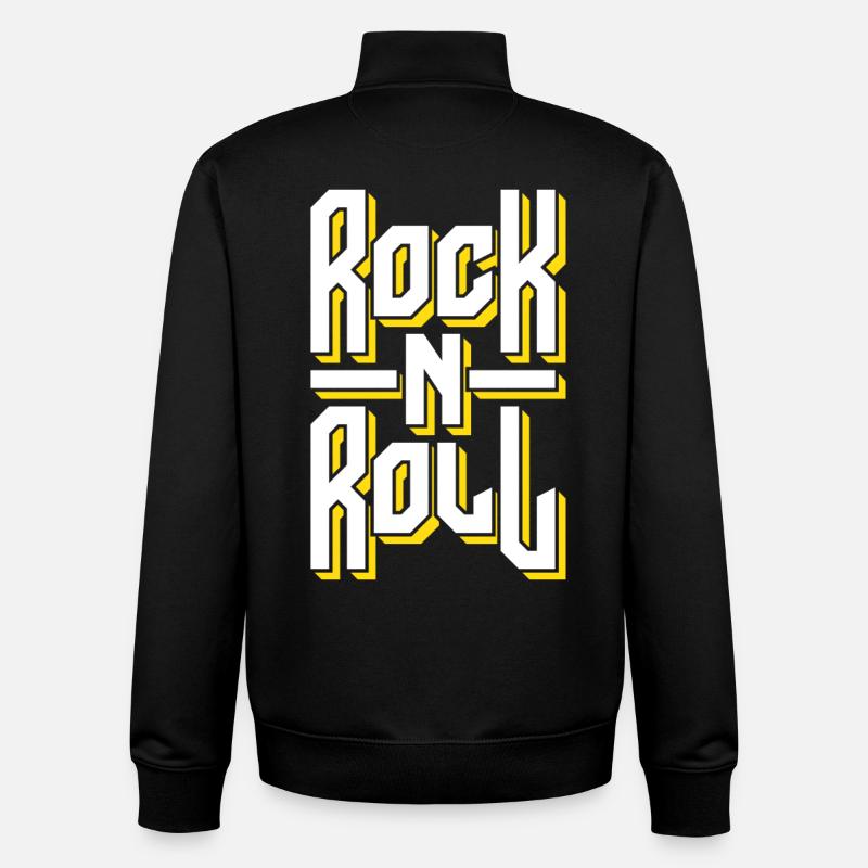 Mutiges Rock'n'Roll-Typografie-Design - Unisex Organic Zip Sweatshirt von Stanley/Stella - Schwarz