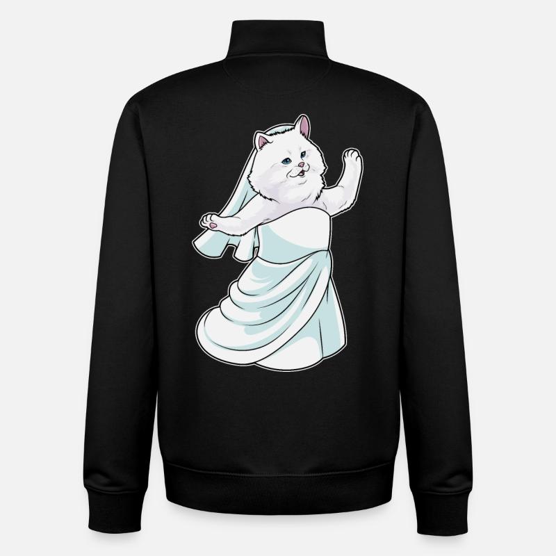 Chat persan robe de mariée - Sweat zippé unisexe en coton bio Stanley/Stella - noir