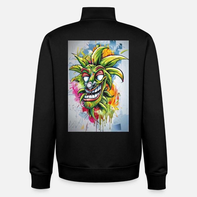 Graffiti Bouffon Ananas - Sweat zippé unisexe en coton bio Stanley/Stella - noir