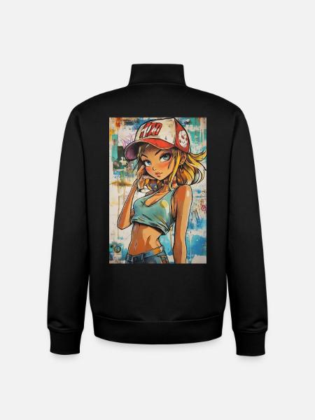Graffiti Animegirl - Unisex Organic Zip Sweatshirt by Stanley/Stella - black