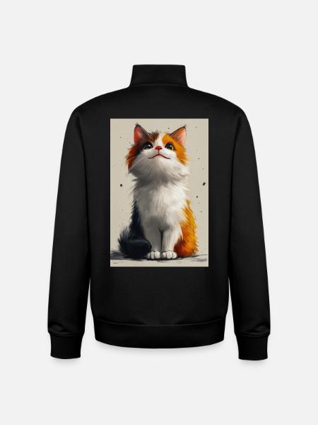 Cute Cat Illustration Poster - Unisex Organic Zip Sweatshirt by Stanley/Stella - black