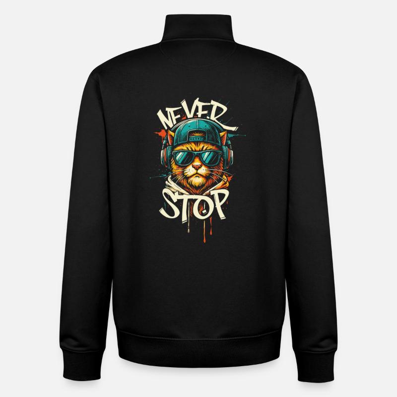 Cat Head Graffiti Hip-Hop - Unisex Organic Zip Sweatshirt by Stanley/Stella - black