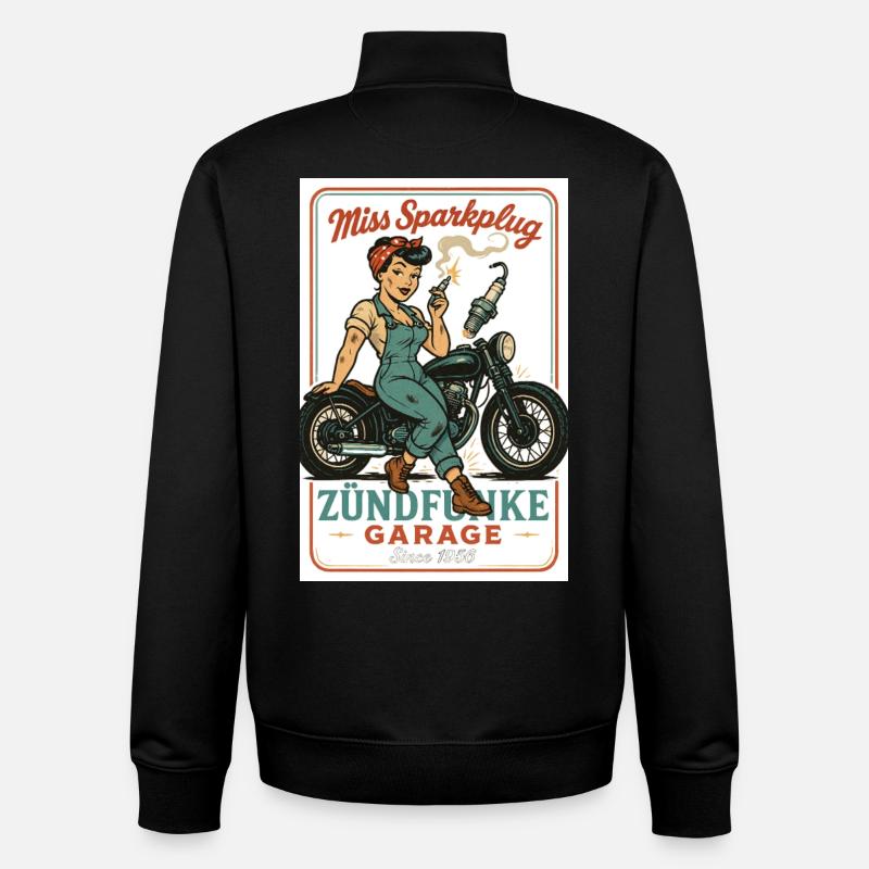 Miss Sparkplug – Zündfunke Garage Queen - Unisex Organic Zip Sweatshirt by Stanley/Stella - black