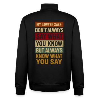 T-shirt de citation de motivation de conseils juridiques - Sweat zippé unisexe en coton bio Stanley/Stella - noir - Dos - AI Model Male 185 light (185cm)