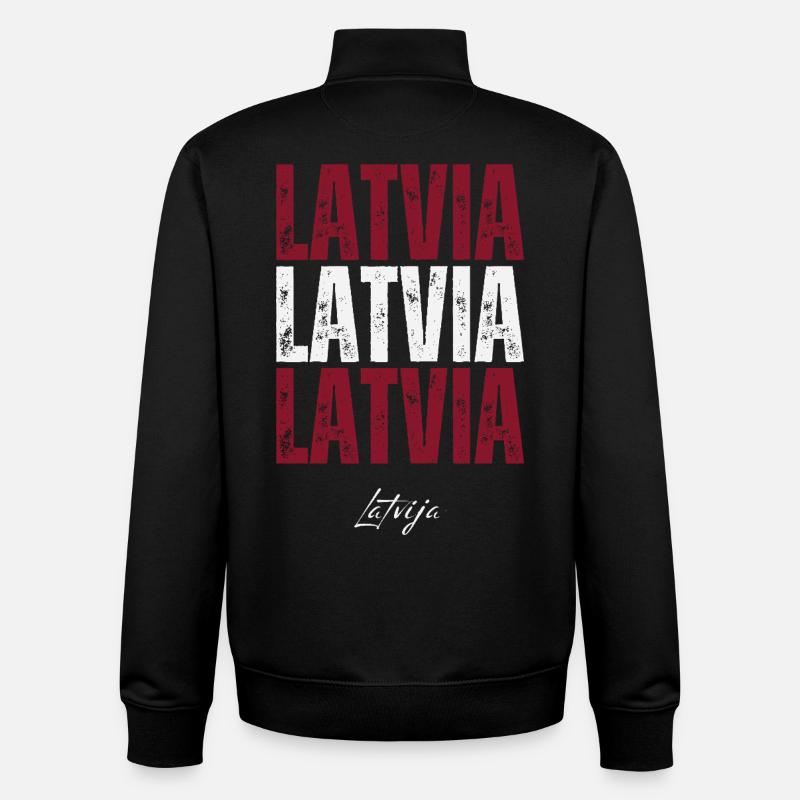 Fierté lettone, j’adore la Lettonie - Sweat zippé unisexe en coton bio Stanley/Stella - noir