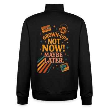 Retro Gaming Growth Milestone Quote - Unisex Organic Zip Sweatshirt by Stanley/Stella - black - Back - AI Model Male 185 light (185cm)