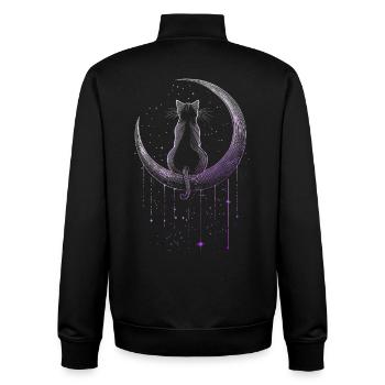 Mystische Katzenthematik im Mondschein - Unisex Organic Zip Sweatshirt von Stanley/Stella - Schwarz - Hinten - AI Model Male 185 light (185cm)