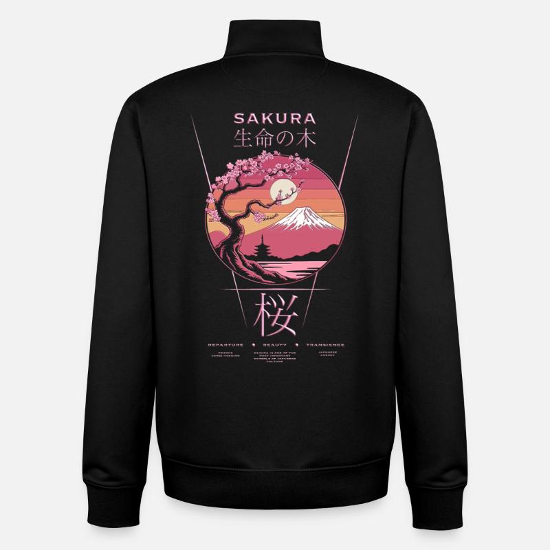Sakura - Japon - Sweat zippé unisexe en coton bio Stanley/Stella - noir