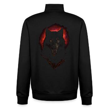 Dark Wolf Intense Night Creature Red Halo - Unisex Organic Zip Sweatshirt by Stanley/Stella - black - Back - AI Model Male 185 light (185cm)