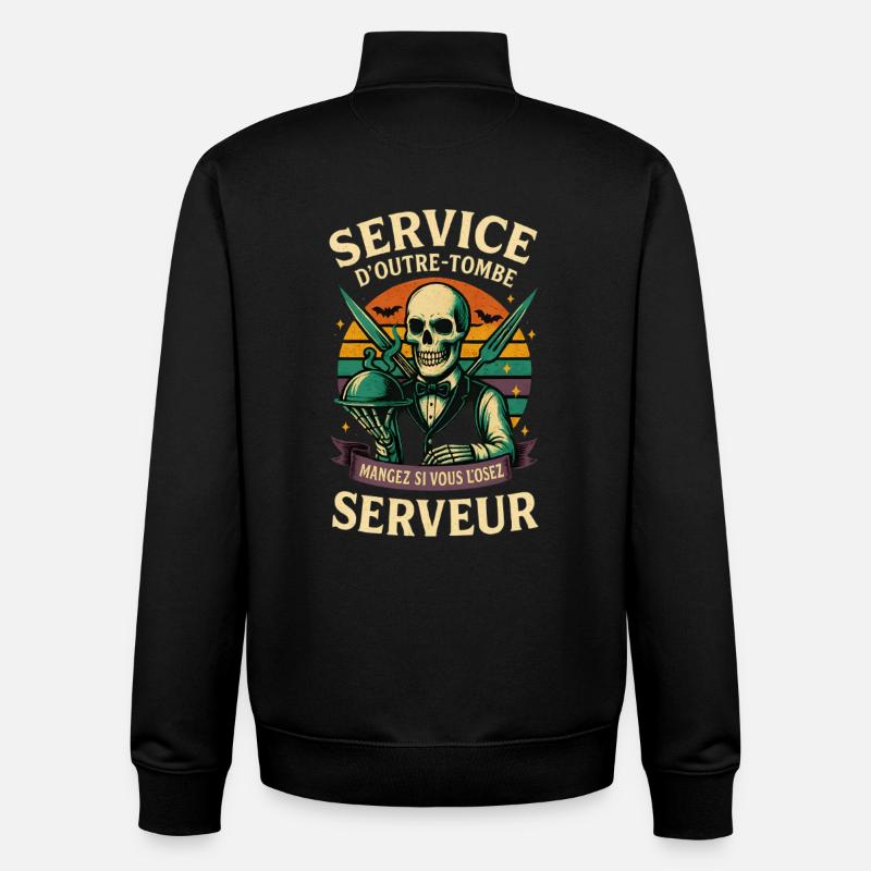 Restaurant Server - Halloween Skeleton - Unisex Organic Zip Sweatshirt by Stanley/Stella - black