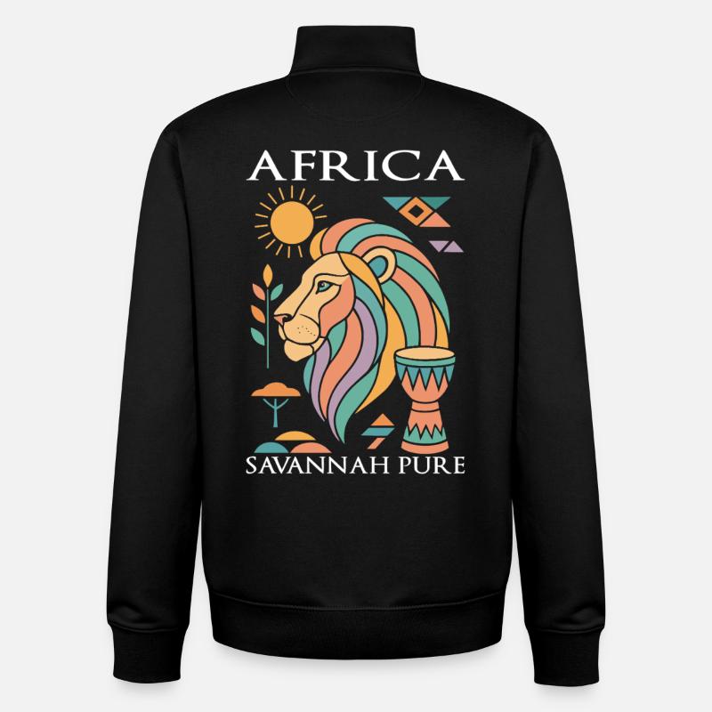 Löwe afrika in pastell - Unisex Organic Zip Sweatshirt von Stanley/Stella - Schwarz