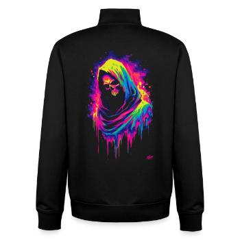 Neon Grim Reaper - Unisex Organic Zip Sweatshirt by Stanley/Stella - black - Back - AI Model Male 185 light (185cm)