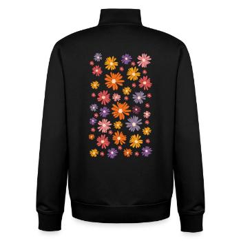 Mer de fleurs colorées - Marguerites Daisy Daisies - Sweat zippé unisexe en coton bio Stanley/Stella - noir - Dos - AI Model Male 185 light (185cm)