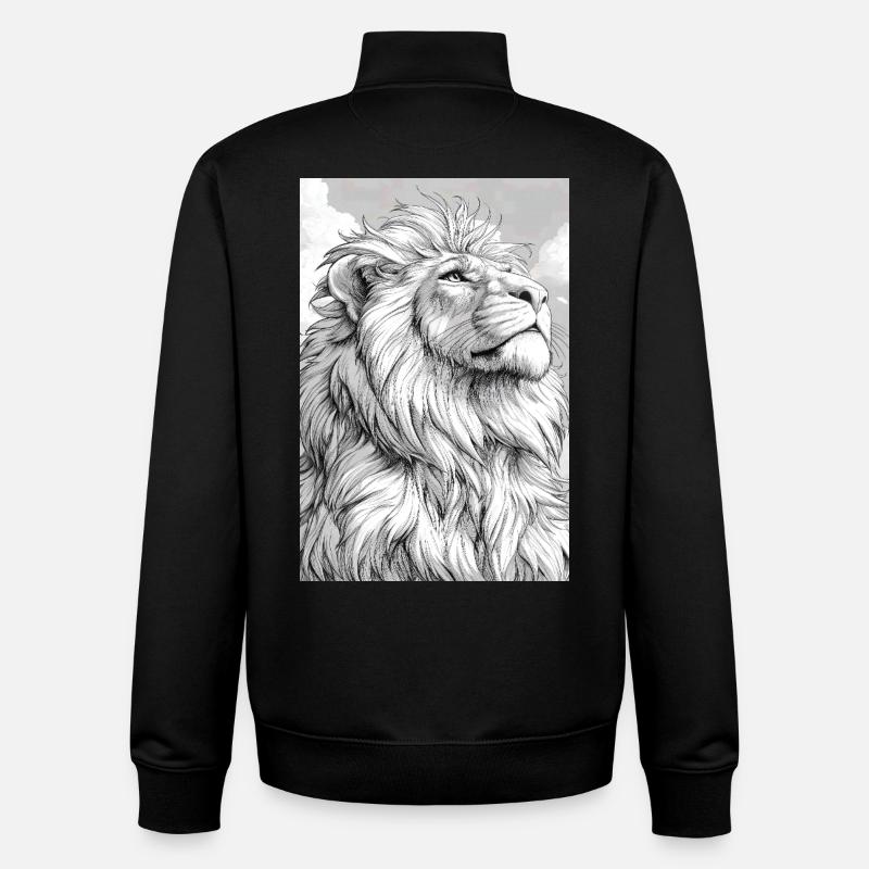 Illustration eines Löwen - Unisex Organic Zip Sweatshirt von Stanley/Stella - Schwarz
