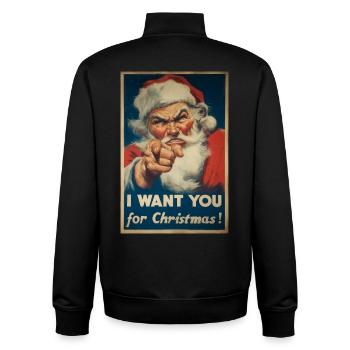 Santa Claus Advertising Poster - Unisex Organic Zip Sweatshirt by Stanley/Stella - black - Back - AI Model Male 185 light (185cm)