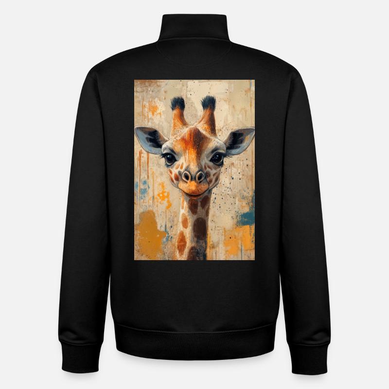Illustration einer Giraffe - Unisex Organic Zip Sweatshirt von Stanley/Stella - Schwarz