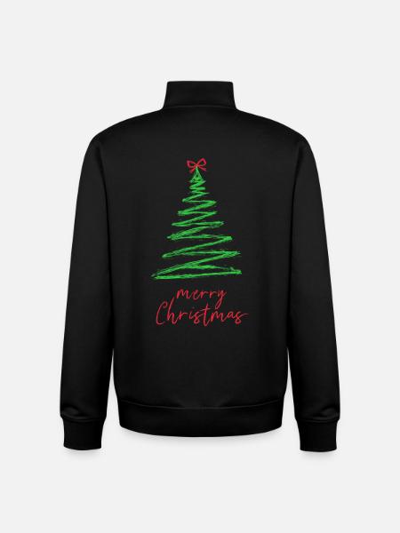 Green Christmas Tree Brush Style - Unisex Organic Zip Sweatshirt by Stanley/Stella - black