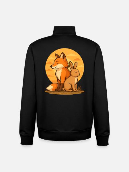 Fox and Rabbit - Unisex Organic Zip Sweatshirt by Stanley/Stella - black