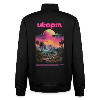 Néon utopique - Sweat zippé unisexe en coton bio Stanley/Stella - noir - Dos - AI Model Male 185 light (185cm)