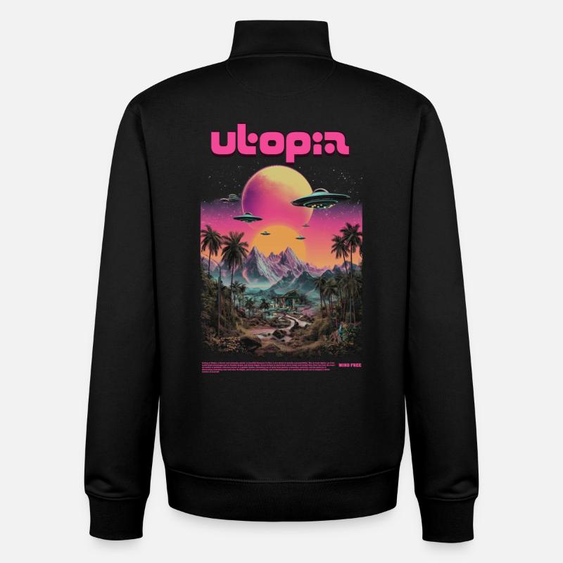 Utopische Neon - Unisex Organic Zip Sweatshirt von Stanley/Stella - Schwarz