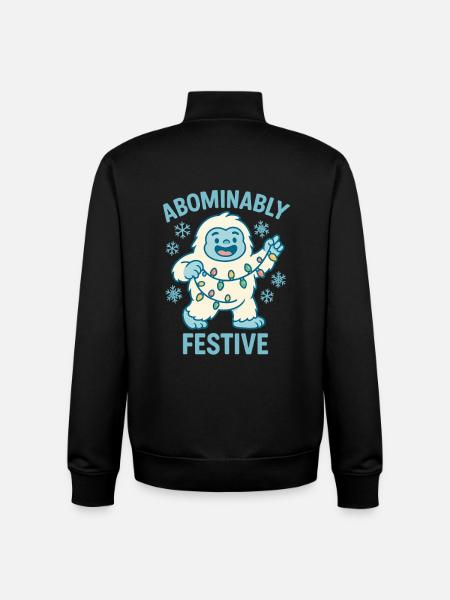 Abominably Festive – Christmas Yeti - Unisex Organic Zip Sweatshirt by Stanley/Stella - black