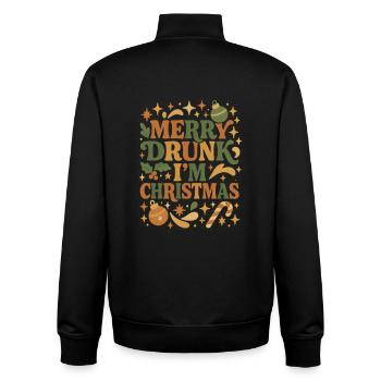Merry Drunk Im Christmas Ugly Sweater Weihnachts - Unisex Organic Zip Sweatshirt von Stanley/Stella - Schwarz - Hinten - AI Model Male 185 light (185cm)
