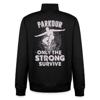Parkour Only The Strong Survive - Unisex Organic Zip Sweatshirt by Stanley/Stella - black - Back - AI Model Male 185 light (185cm)