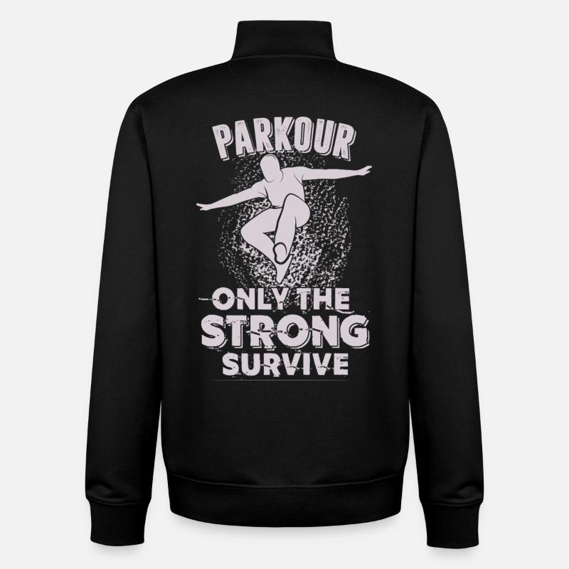 Parkour Only The Strong Survive - Unisex Organic Zip Sweatshirt by Stanley/Stella - black