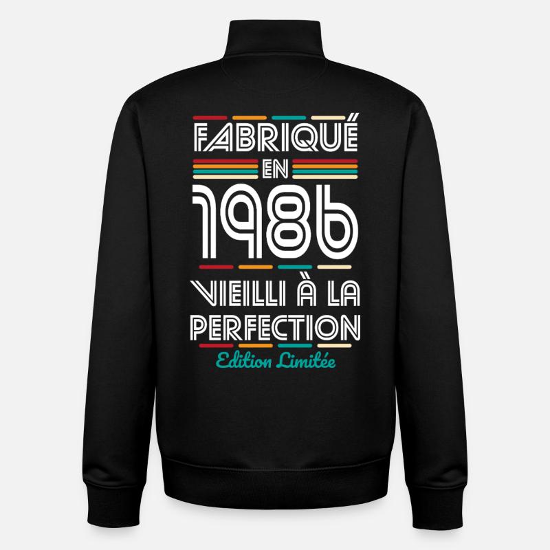 1986 – Hergestellt – Perfekt gereift - Unisex Organic Zip Sweatshirt von Stanley/Stella - Schwarz