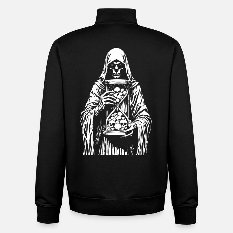 Grim Reaper with Skulls - Unisex Organic Zip Sweatshirt by Stanley/Stella - black