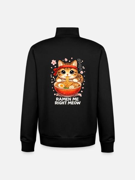 Ramen Chat - Sweat zippé unisexe en coton bio Stanley/Stella - noir
