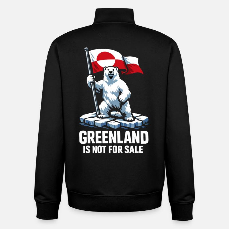Greenland Flag Bear Greenlanders Gift - Unisex Organic Zip Sweatshirt by Stanley/Stella - black