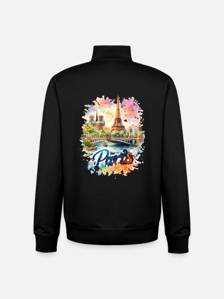Paris Aquarell Skyline - Unisex Organic Zip Sweatshirt von Stanley/Stella - Schwarz