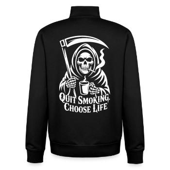 Arrêter de fumer choisis la vie – Humour noir - Sweat zippé unisexe en coton bio Stanley/Stella - noir - Dos - AI Model Male 185 light (185cm)
