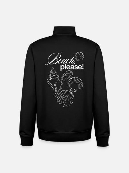 Beach Please Coastal Shell Illustration - Unisex Organic Zip Sweatshirt by Stanley/Stella - black