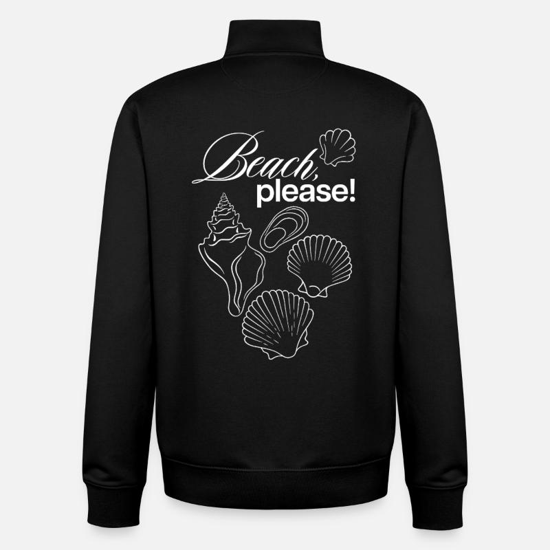 Beach Please Coastal Shell Illustration - Unisex Organic Zip Sweatshirt by Stanley/Stella - black
