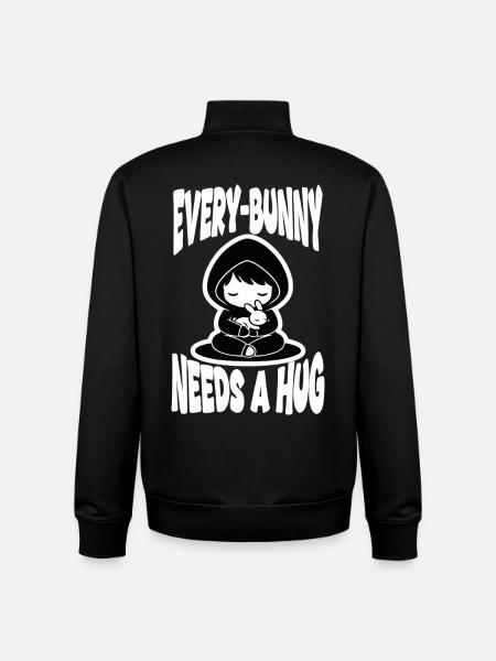 Rabbit Hug Every-Bunny Manga Cute - Unisex Organic Zip Sweatshirt by Stanley/Stella - black