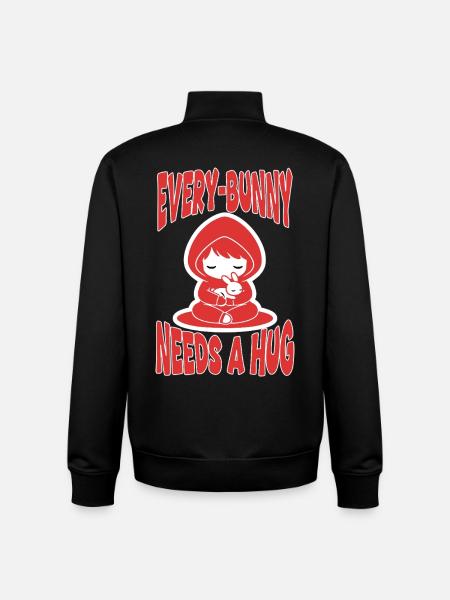 Rabbit Hug Every-Bunny Manga Cute - Unisex Organic Zip Sweatshirt by Stanley/Stella - black