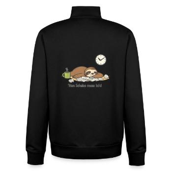 Faultier N Scheiß muss ich Homeoffice - Unisex Organic Zip Sweatshirt von Stanley/Stella - Schwarz - Hinten - AI Model Male 185 light (185cm)