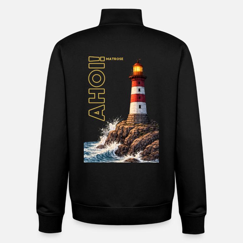 AHOI ! Marin - Sweat zippé unisexe en coton bio Stanley/Stella - noir