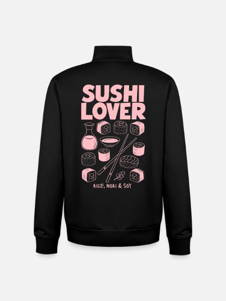 Sushi Lover Pink Neon Illustration - Unisex Organic Zip Sweatshirt by Stanley/Stella - black