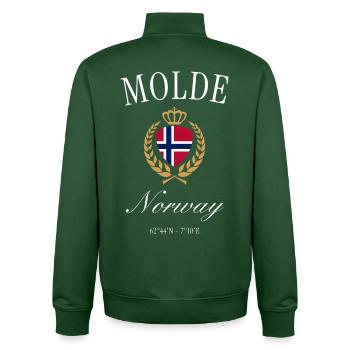 Molde Norwegen Wappen Krone Reise Design Souvenir - Unisex Organic Zip Sweatshirt von Stanley/Stella - Flaschengrün - Hinten - AI Model Male 185 dark (185cm)
