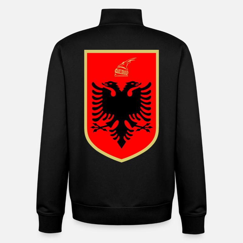 Sticker blason Albanie idée cadeau Shqiperia - Sweat zippé unisexe en coton bio Stanley/Stella - noir