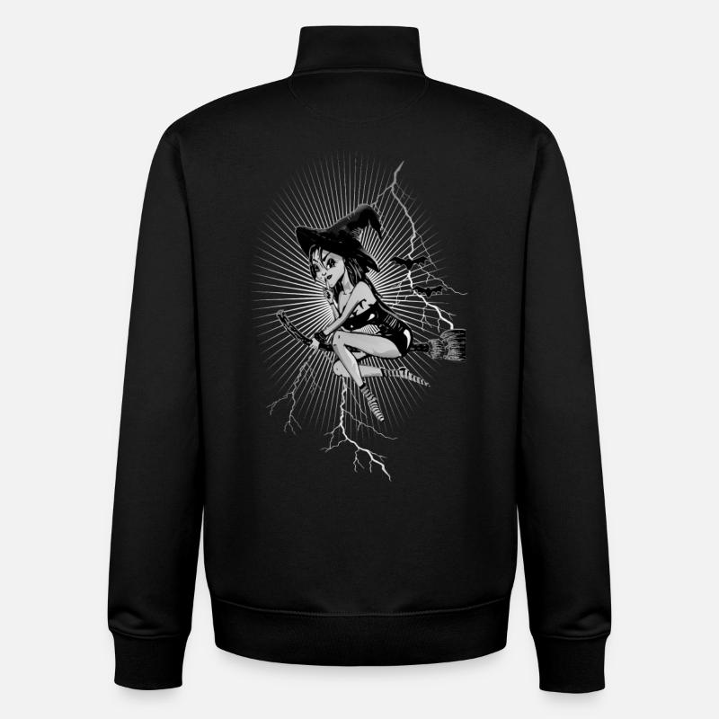 witch lightnbw - Unisex Organic Zip Sweatshirt by Stanley/Stella - black