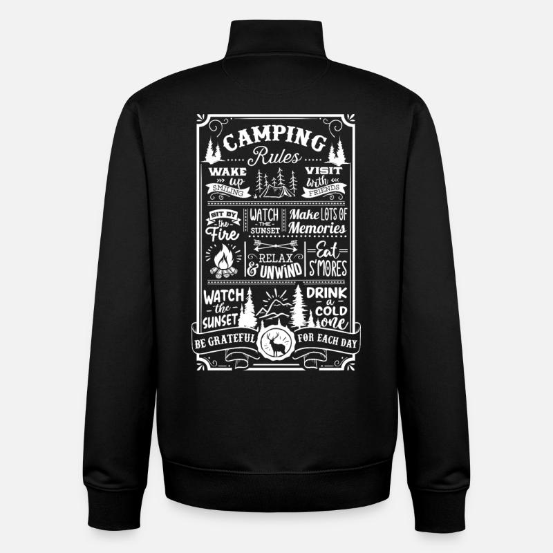 Camping Rules - Unisex Organic Zip Sweatshirt von Stanley/Stella - Schwarz