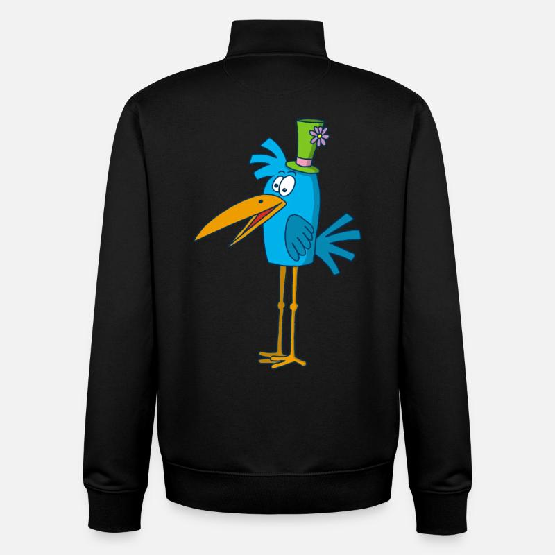 Blauer Vogel und sein Hut - Unisex Organic Zip Sweatshirt von Stanley/Stella - Schwarz