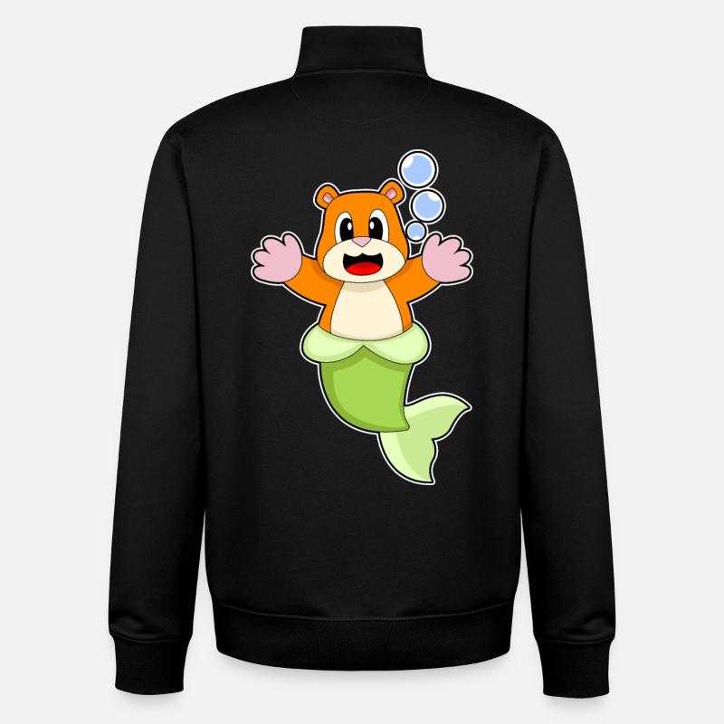 Hamster Mermaid - Unisex Organic Zip Sweatshirt by Stanley/Stella - black