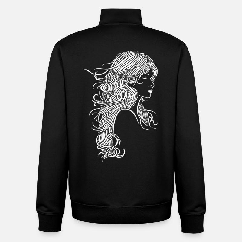 Fille aux cheveux blancs - Sweat zippé unisexe en coton bio Stanley/Stella - noir